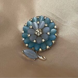 Women’s Blue Floral Brooch by Usner